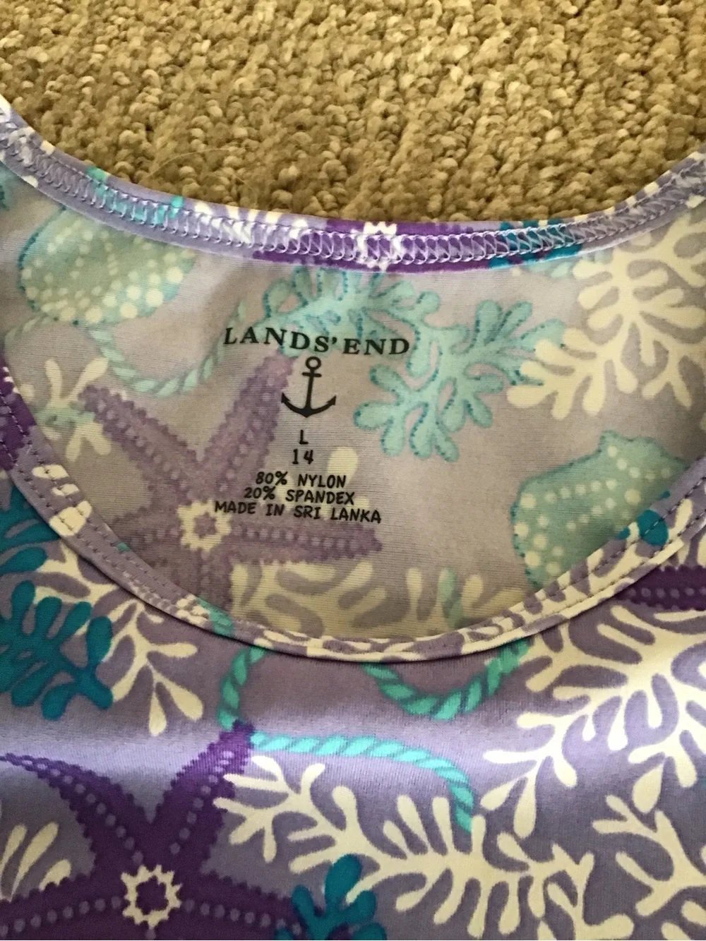Lands' End Purple & Teal Sea Life Short Sleeve Tee Girls 14